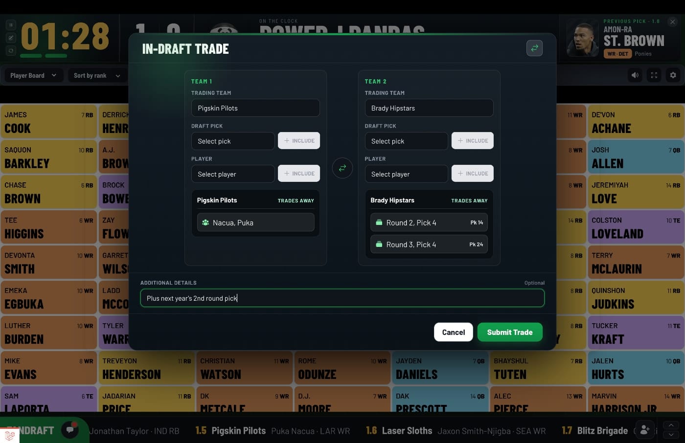 FanDraft — In-Draft Trade