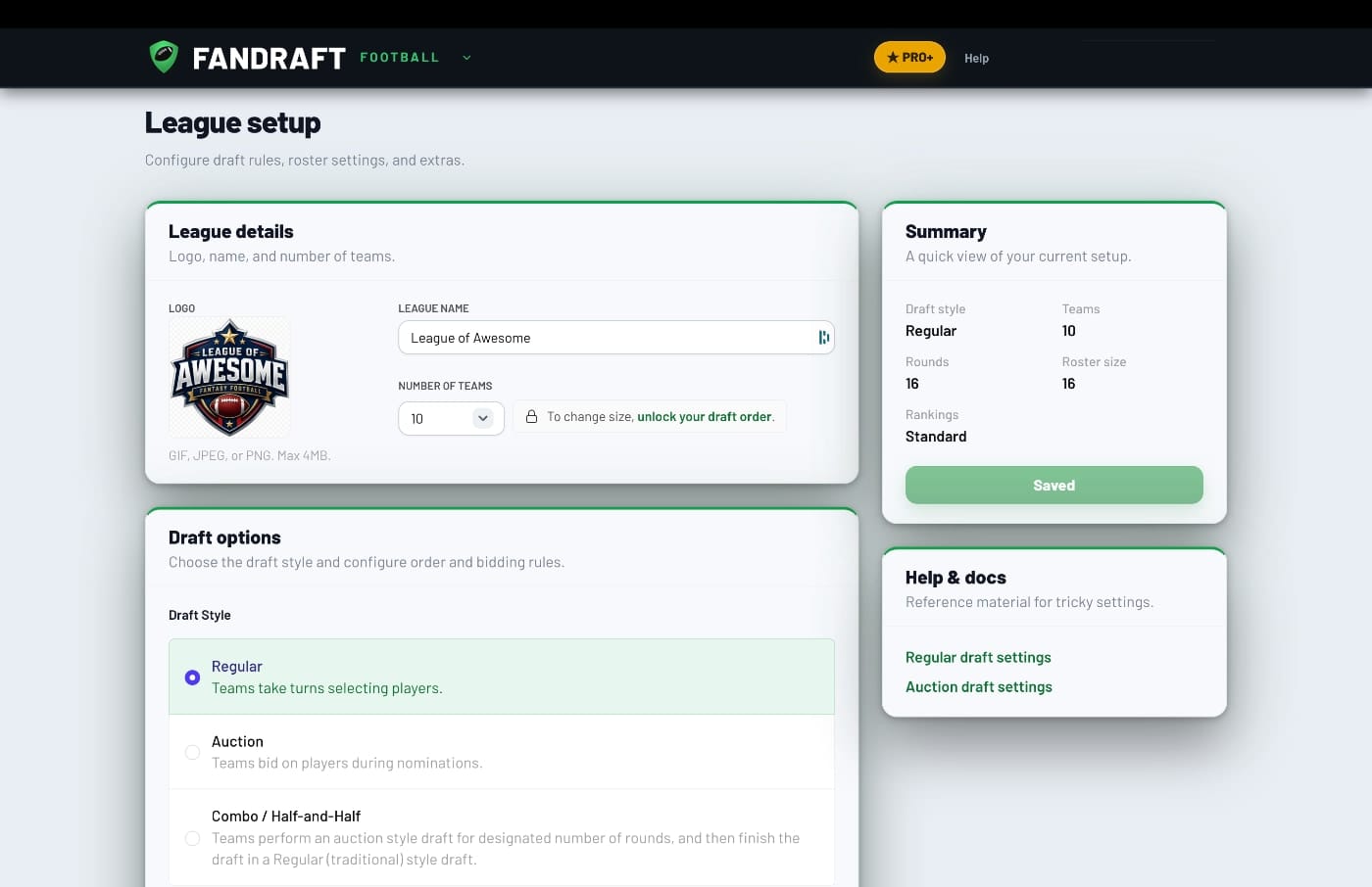 FanDraft — League Setup
