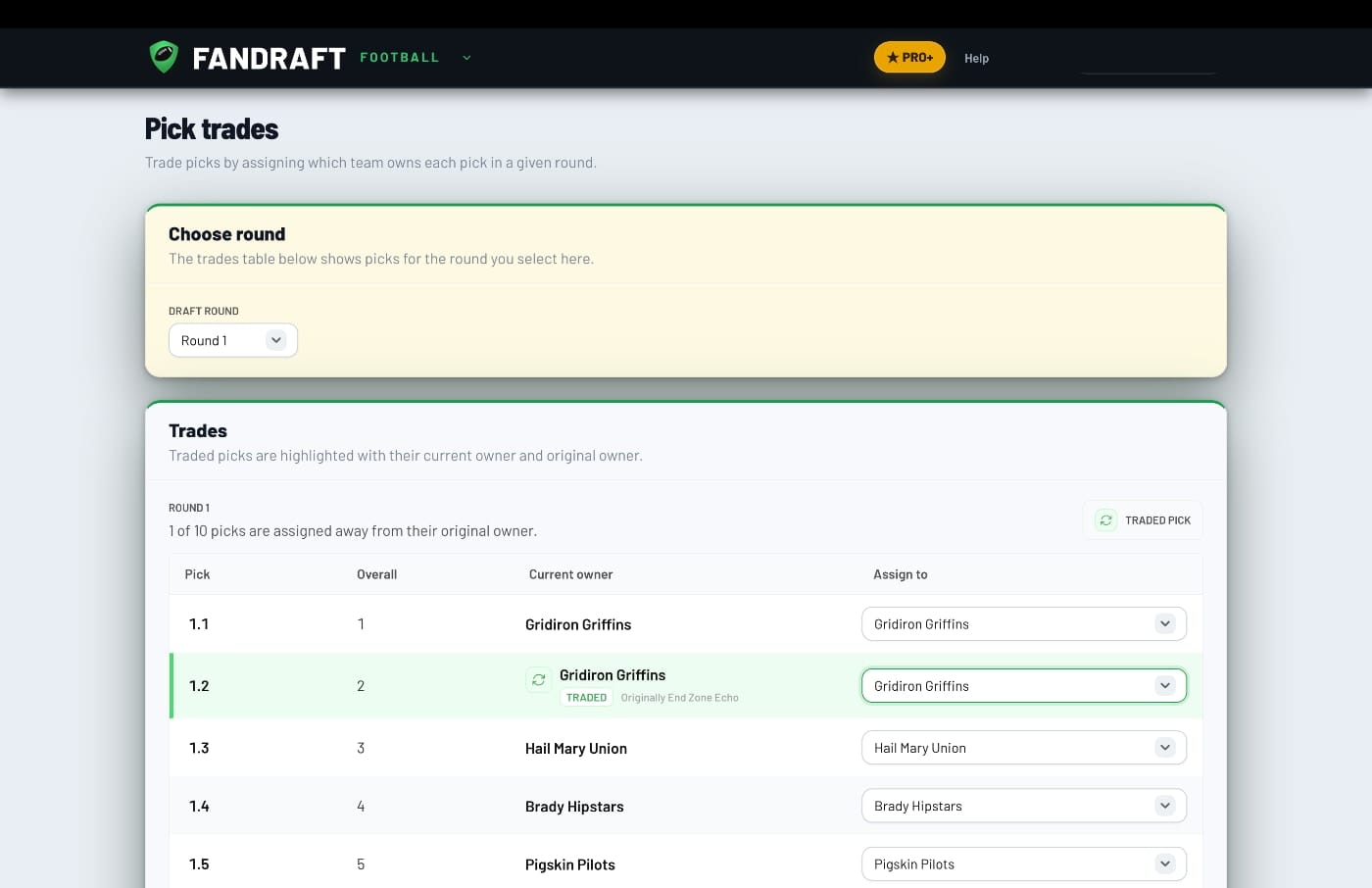 FanDraft — Draft-Pick Trades