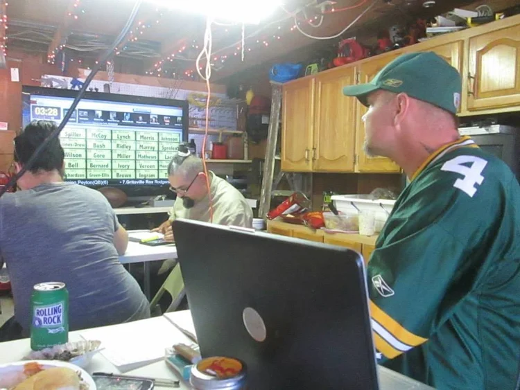 A FanDraft fantasy football draft-party big-screen setup