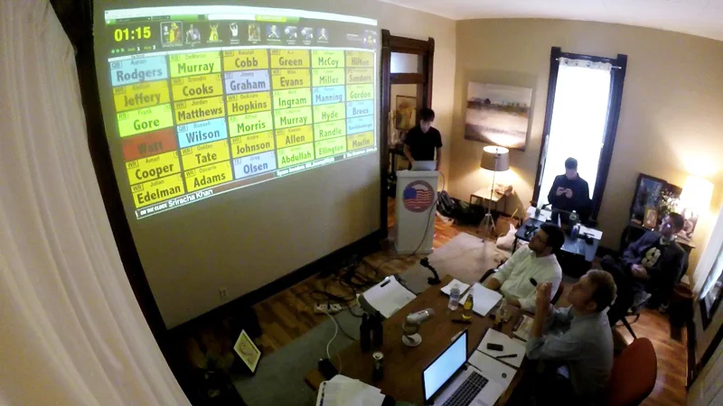 A FanDraft fantasy football draft party on the big screen