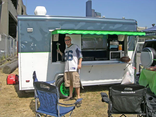 A FanDraft user's fantasy football draft-day big-screen setup